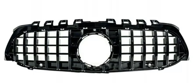 A black car grille with a grid pattern and a central circular opening, shown against a plain white background.